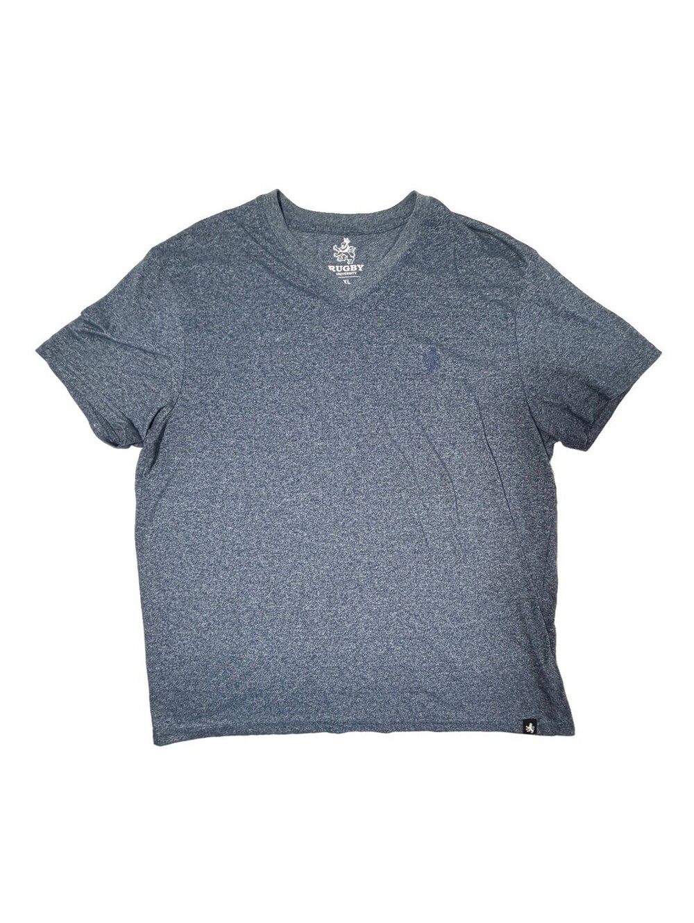 Rugby University Men's V-Neck T-Shirt Blue/Gray Heather Short Sleeve Size XL